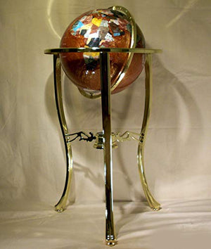 Unique Art 36-Inch by 13-Inch Floor Standing Amberlite Ocean Gemstone World Globe with Gold Tripod