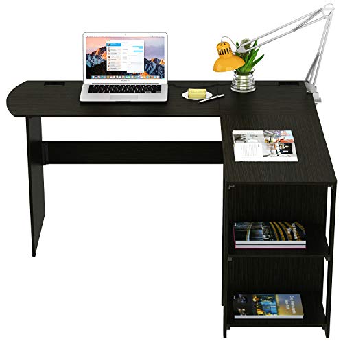 SHW L-Shaped Home Office Wood Corner Desk, Espresso