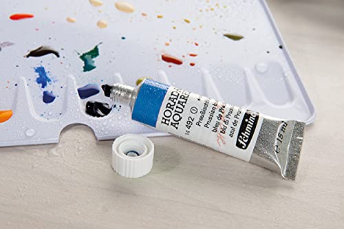 Schmincke Horadam Aquarell 15ml Paint Tube Metal Set, Porcelain Palette Included, Set of 12 Colors (74512097)