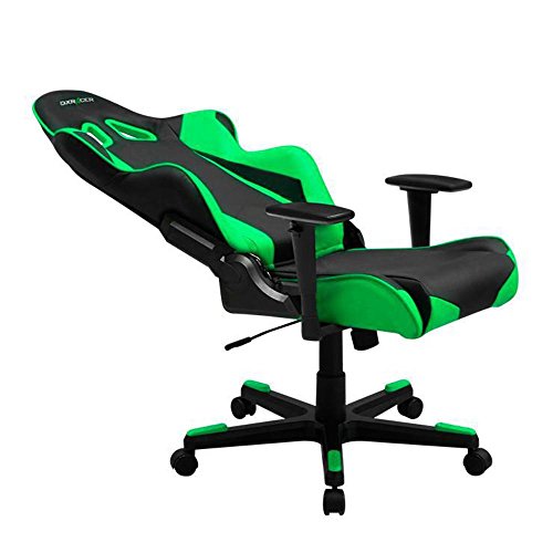 DXRacer OH/RE0/NE Black & Green Racing Series Gaming Chair Ergonomic High Backrest Office Computer Chair Esports Chair Swivel Tilt and Recline with Headrest and Lumbar Cushion + Warranty