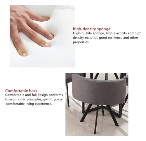 DioOnes Modern Minimalist Table Set with 1 Table and 4 Chairs (90cm Round Table, Cotton Linen Chair)