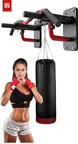 Multi Grip Pull-Up Bar Wall Mount Chin Up Bar with Hangers for Punching Bags Power Ropes Strength Training Equipment for Home Gym 330 LB Weight Capacity