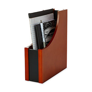 Rolodex Wood and Faux Leather Magazine File, Mahogany and Black (81768)