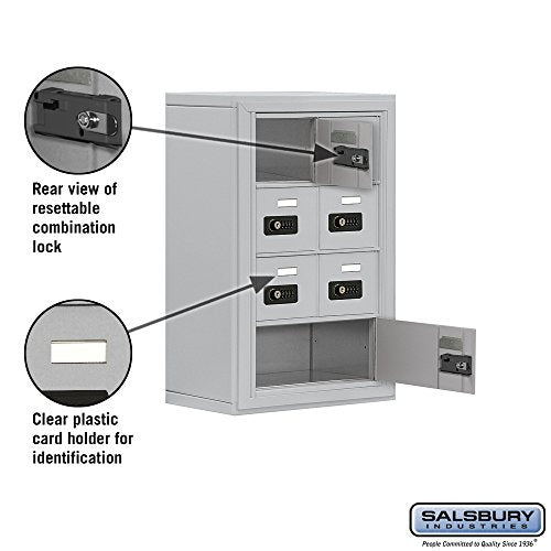 Salsbury Industries 19048-07ASC Cell Phone-4 Unit Surface Mounted-Resettable Combination Locks with 8-Inch Diameter Compartments, Aluminum