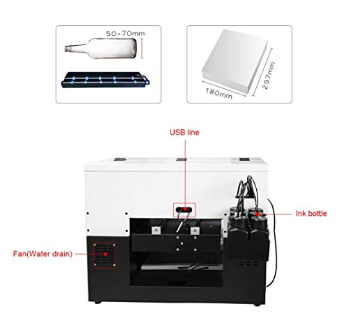 Full Automatic A4 UV Printer Flatbed Small UV Printers with RIP 9.0 for Phone Case, Bottle, Pen, Lighter, Acrylic, Wood, Glass (with Hard UV Ink)