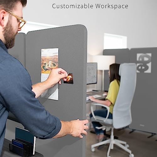 VIVO Privacy Panel Cubicle Divider Acoustic Wall Partition 72 x 66 inch Gray - PP-3-T072G