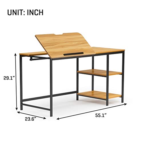 MDZZ 55 Inch Multi-Function Drafting Table,Computer Desk，Phone，pad，Computer 12 Different Position Adjustable Stand Table Multi-Function Drawing Table with Adjustable Tiltable Stand Table Board