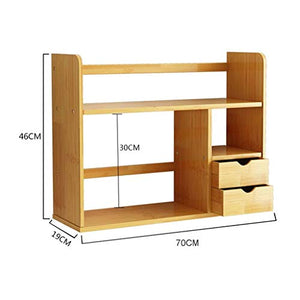 Zunruishop Bamboo Desktop Bookshelf with Drawers - Office Organizer Stand