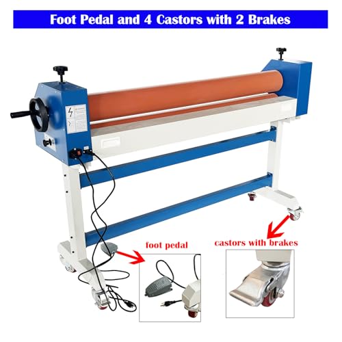 INTBUYING 63in Electric/Manual Dual-Use Cold Laminator with Rubber Rollers