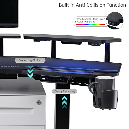 EUREKA ERGONOMIC Gaming Desk 63" Adjustable Height Standing Desk with Full Coverage Mousepad