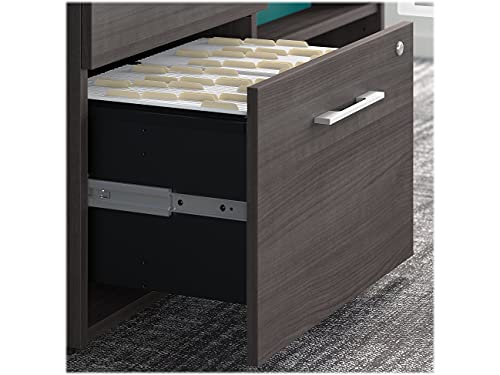 Bush Business Furniture Office 500 Height Adjustable Standing Desk with Storage and Bookcase, 72W, Storm Gray