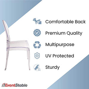 EventStable Clear Sofia Stacking Chairs - UV Protected Armless Commercial Dining Chairs - 100 Pack