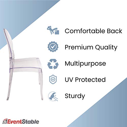EventStable Clear Sofia Stacking Chairs - UV Protected Armless Commercial Dining Chairs - 100 Pack