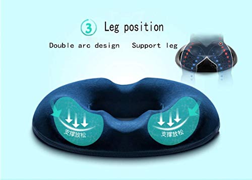 Memory Foam Seat Cushion for Back, Coccyx, & Tailbone Pain Relief - Blue