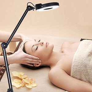 FBITE LED Magnifying Lamp with Clamp, Super Bright Magnifier Glass Lamp - Full Daylight Lens, Adjustable Swivel Arm Light