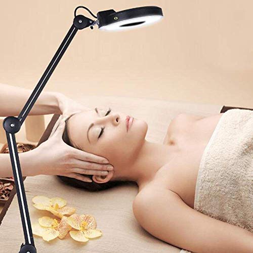 FBITE LED Magnifying Lamp with Clamp, Super Bright Magnifier Glass Lamp - Full Daylight Lens, Adjustable Swivel Arm Light