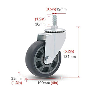 LEVINE Heavy Duty Swivel Caster Wheels - Industrial Transport TPR Rubber Casters
