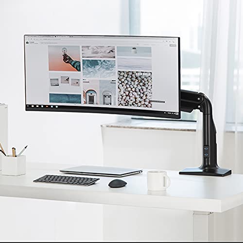 zlw-shop Single Monitor Stand Arm Gas Spring Monitor Desk Mount Stand with Dual USB Ports Heavy Monitor Mount for 17"-49" Screen, Hold Up to 39.6lbs