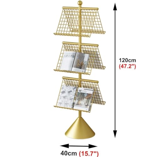 EkiDaz LXXW Magazine Rack - Metal Heavy Duty Literature Display (Gold)