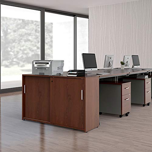 Linea Italia ZUC135 Credenza, Cherry/Silver