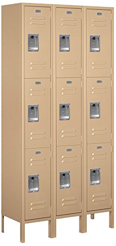 Salsbury Industries 63362TN-U Triple Tier 36-Inch Wide 6-Feet High 12-Inch Deep Unassembled Standard Metal Locker, Tan Brown