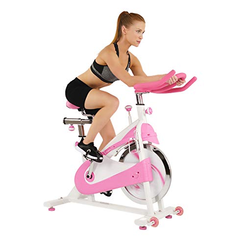 Sunny Health & Fitness P8150 Belt Drive Premium Indoor Cycling Bike, Pink