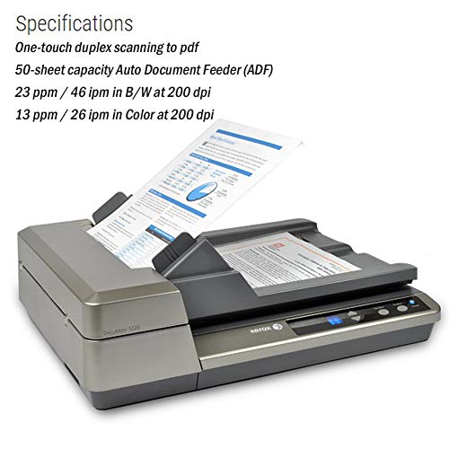 Xerox 97-0041-20U DocuMate 3220 Duplex Color Sheetfed and Flatbed Scanner