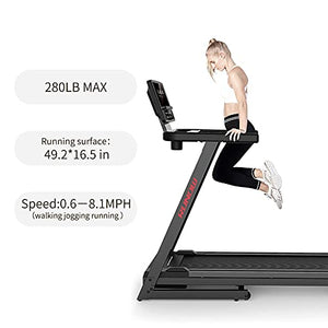 RUNOW Folding Treadmill with Incline for Home/Apartment, Electric Running Machine, Treadmill with LCD Monitor Running Walking Jogging Exercise Fitness Machine