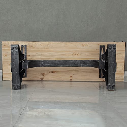 Homary 63" Industrial Office Desk Executive Desk with Solid Wood Top
