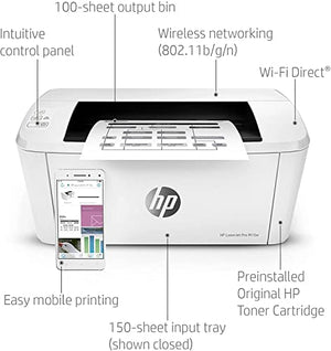 HP Laserjet Pro M15wF Print Only Wireless Monochrome Laser Printer for Home Business Office, White - 19 ppm, 600 x 600 dpi, 8.5" x 11", 150-sheet Capacity, Works with Alexa
