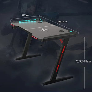 AAGAZA Black Gaming Table with Lamp Z Leg Adjustable Office Computer Desk