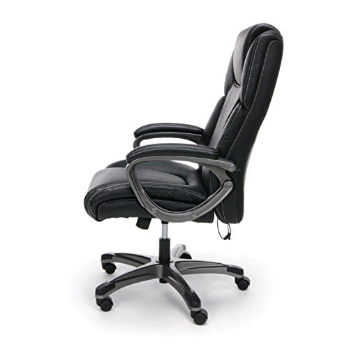 Essentials Massage Office, Computer, or Gaming Chair - Heated Shiatsu Plush Leather Executive Chair, Black (ESS-6035M)