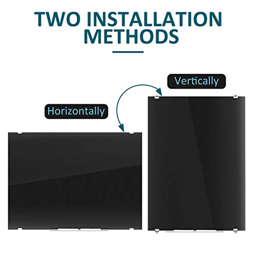 Black Glass Dry Erase Board Large 72" x 43", Magnetic Glass Whiteboard for Wall, Home Office Glass Blackboard Frameless, 6 x 3.5' - 4 Markers, 1 Eraser, 1 Tray
