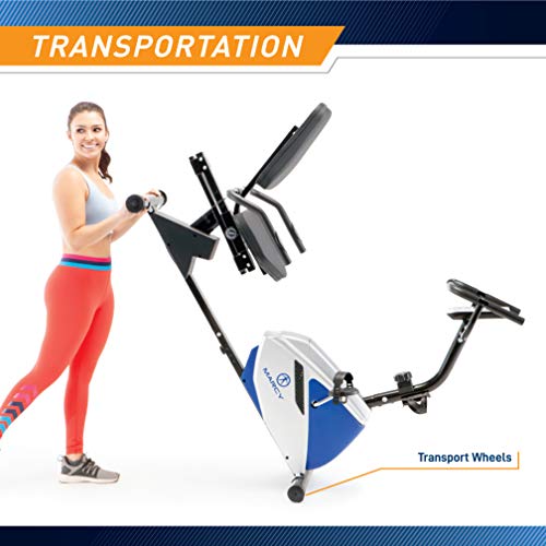 Marcy 8 Levels Magnetic Resistance Recumbent Exercise Bike with Adjustable Seat, 250-lb Capacity ME-1019R