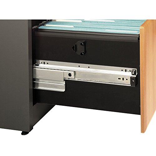 Bush Business Furniture Series A 60" by 27" Desk with Hutch and 2 Drawer Mobile Pedestal, Natural Cherry