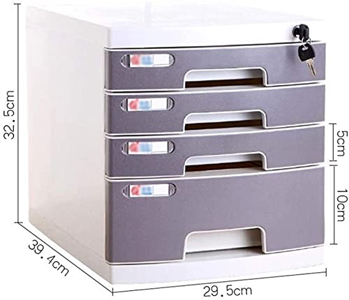 File Storage Cabinet Lockable Data Office Drawer Organizer White PP Plastic Box