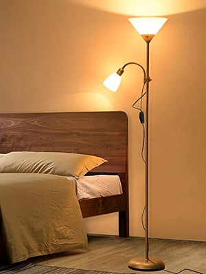 None Double Headlamp LED Remote Control Nordic Floor Lamp