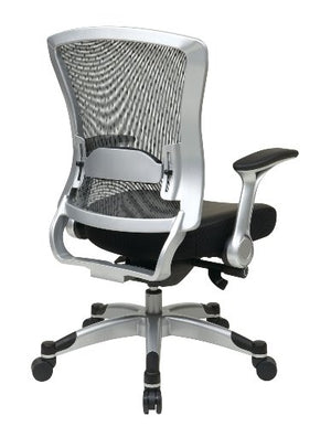 SPACE Seating Professional R2 SpaceGrid Back Chair with Padded Memory Foam Eco Leather Seat, Platinum Finish Adjustable Managers Chair