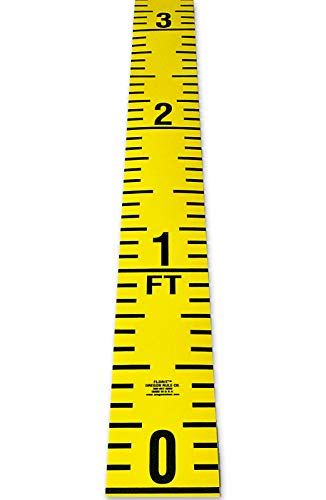 Floor Tape – Adhesive Backed – 4 Inch Wide X 100 Foot Long – Vertical Up – Fractional – 1” Grads – Yellow – 16 Pieces