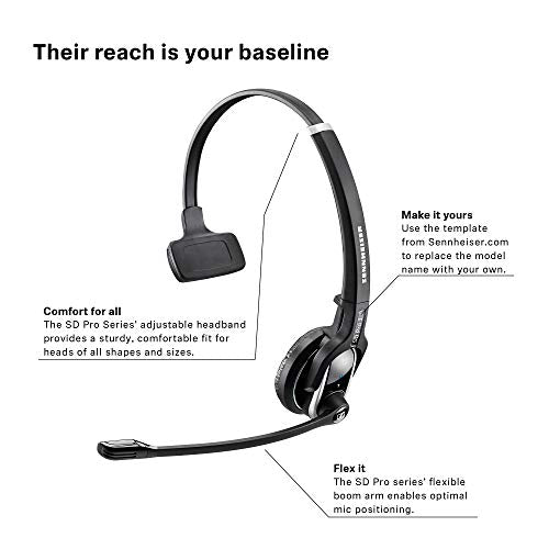 Sennheiser SD Pro 1 ML (506010) - Single-Sided, Multi Connectivity Wireless DECT Headset for Desk Phone & Certified for Skype for Business, Ultra Noise-Cancelling Microphone (Black)