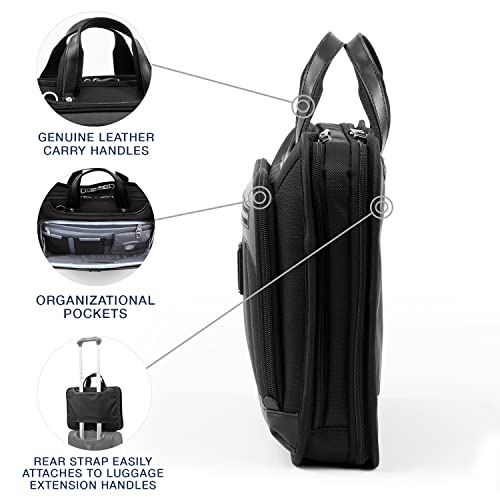 Travelpro Platinum Elite-Slim Business Laptop Briefcase, Shadow Black, 16-Inch