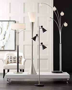 Allegra Mid Century Modern Arc Floor Lamp 5-Light Chrome Marble Base Crystal Ball Shades Foot Dimmer for Living Room - Possini Euro Design