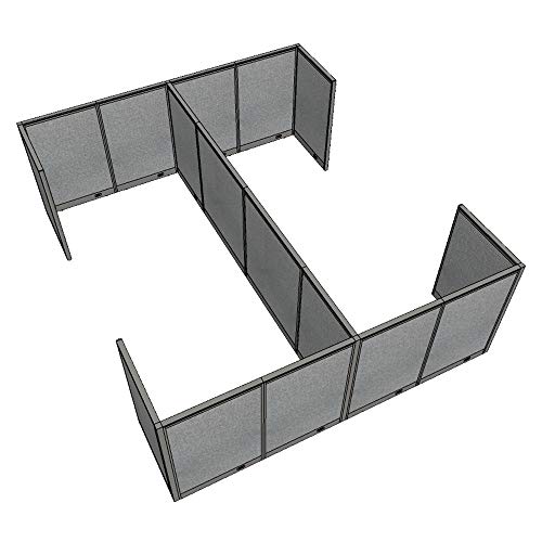 G GOF Double 4 Person Workstation Cubicle (11'D x 13'W x 4'H) - Grey