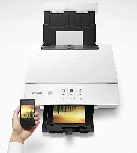 Canon TS8320 All In One Wireless Color Printer, Copier, Scanner, Home Inkjet Printerwith Mobile Printing, White, Works with Alexa