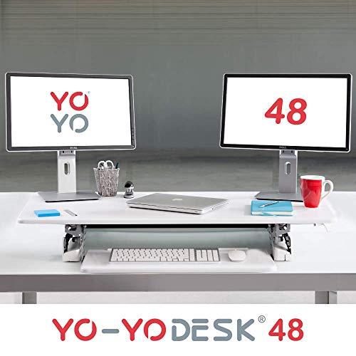 Yo-Yo DESK 48 - Best Selling Height-Adjustable Standing Desk. Superior sit-Stand Solution Suitable for All workstations and Standing Desk workplaces. (White, 48")
