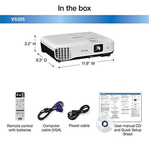 Epson VS355 WXGA 3,300 lumens Color Brightness (Color Light Output) 3,300 lumens White Brightness (White Light Output) HDMI 3LCD Projector (Renewed)