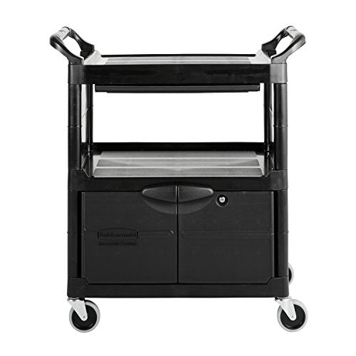 Rubbermaid Commercial Products Rolling Utility Cart with Drawers, Black, 300 lbs Capacity
