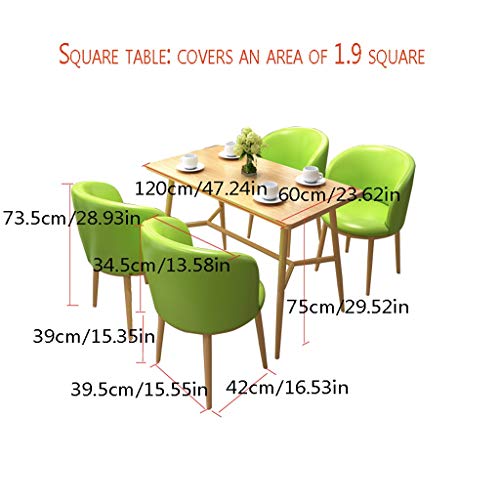 BHH Table and Chair Set of 5 - Modern Leisure Cafe Combination in Green/Gray/Blue