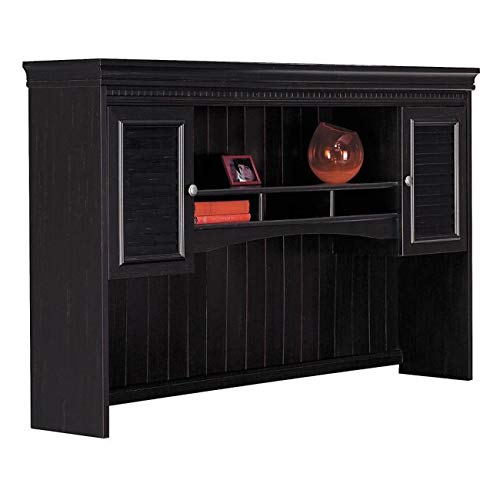 Hutch for L Desk 60.27" W X 12.28" D X 38.22" H - Antique Black/Hansen Cherry