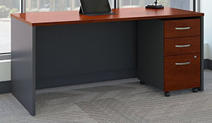 Bush Business Furniture Series C Office Desk with Mobile File Cabinet, 66W x 30D, Hansen Cherry